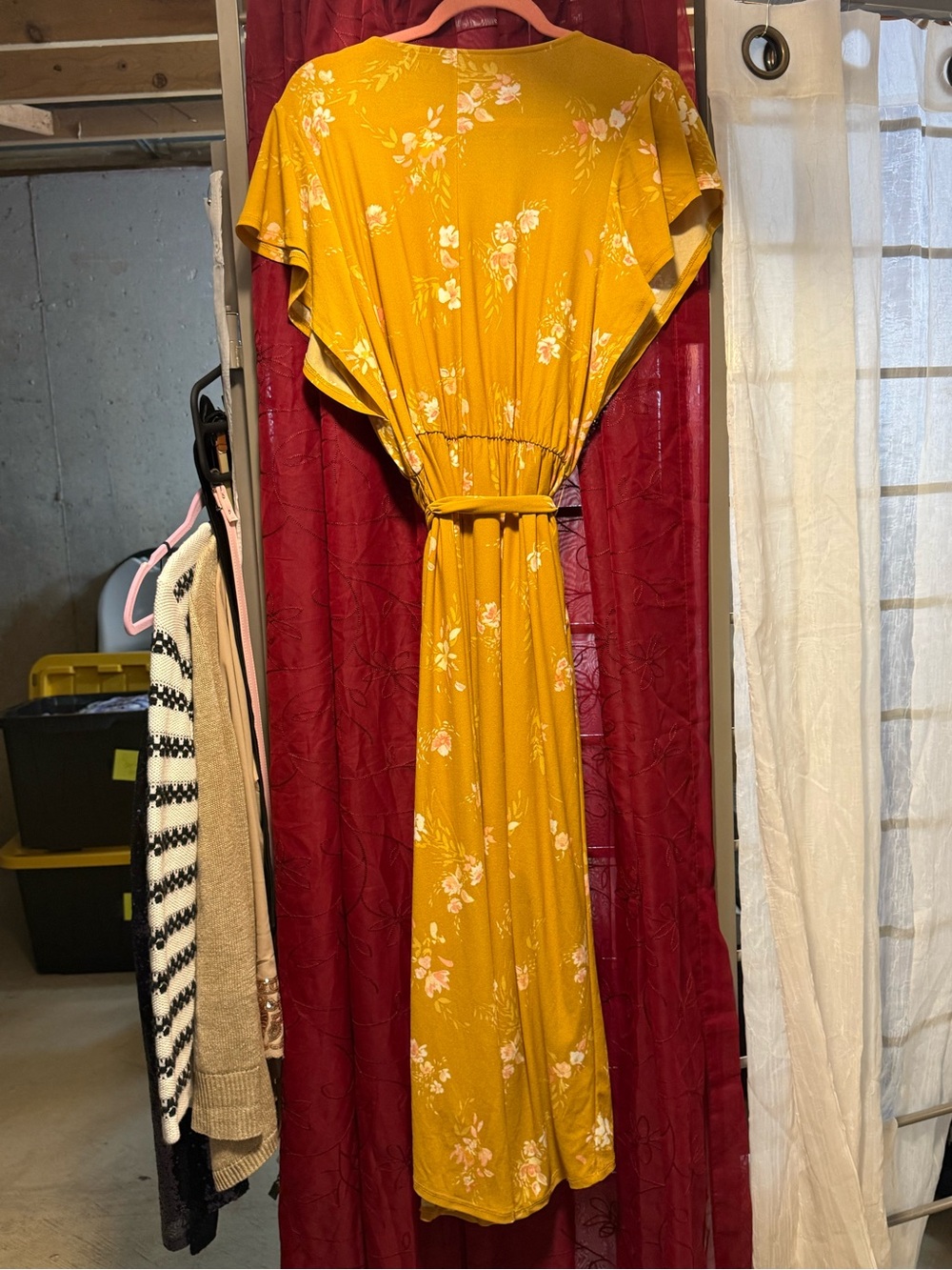 Ava & Viv Mustard Floral High-Low Wrap Dress - Picture 8 of 8